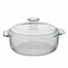 Heat resistant glass casserole