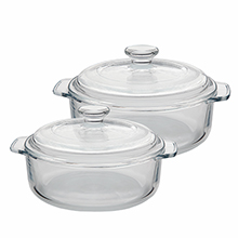 Set of heat resistant glass casseroles