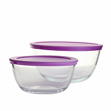 Set of heat resistant glass serving bowls